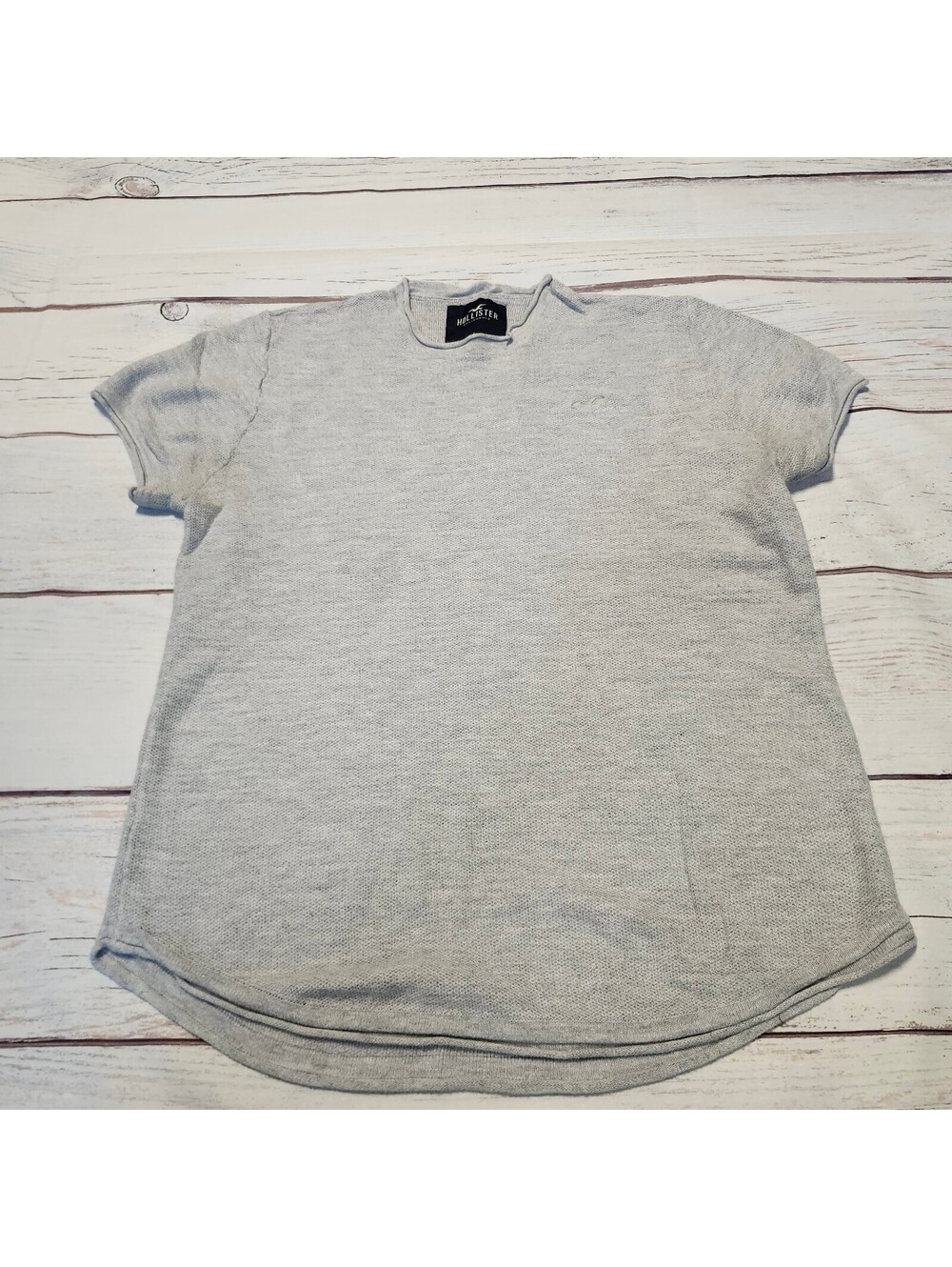 Hollister California Light Gray Knit T-Shirt Size L
